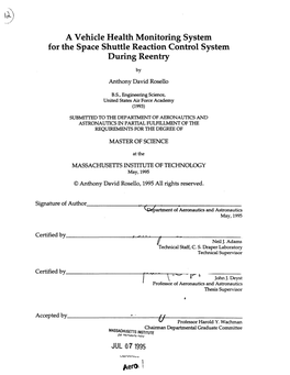 A Vehicle Health Monitoring System for the Space Shuttle Reaction Control System During Reentry