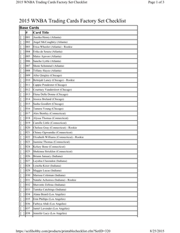 2015 WNBA Trading Card Set Checklist.Xps