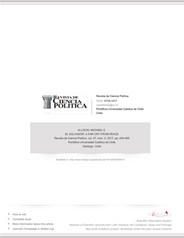 EL SALVADOR: a FAR CRY from PEACE Revista De Ciencia Política, Vol
