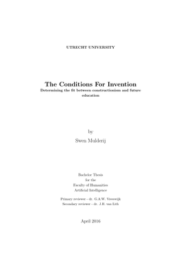 The Conditions for Invention Determining the ﬁt Between Constructionism and Future Education