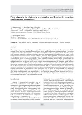 Plant Diversity in Relation to Overgrazing and Burning in Mountain Mediterranean Ecosystems