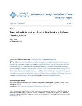 Texas Indian Holocaust and Survival: Mcallen Grace Brethren Church V