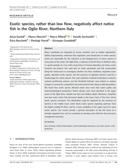 Exotic Species, Rather Than Low Flow, Negatively Affect Native Fish in the Oglio River, Northern Italy