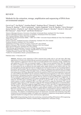 REVIEW Methods for the Extraction, Storage, Amplification And