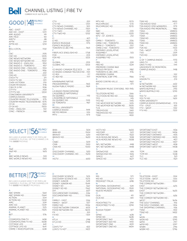 Channel Listing Fibe Tv Current As of July 16, 2015