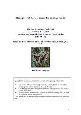 Rediscovered Past: Chinese Tropical Australia
