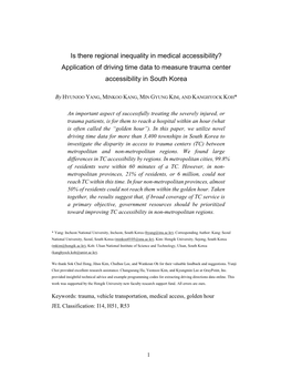 Application of Driving Time Data to Measure Trauma Center Accessibility in South Korea