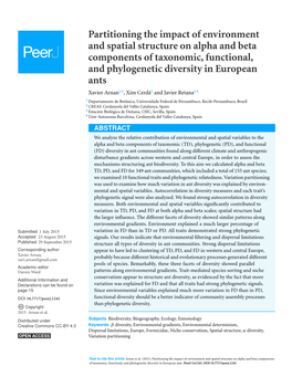 Partitioning the Impact of Environment and Spatial Structure on Alpha and Beta Components of Taxonomic, Functional, and Phylogen