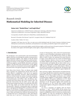 Mathematical Modeling for Inherited Diseases