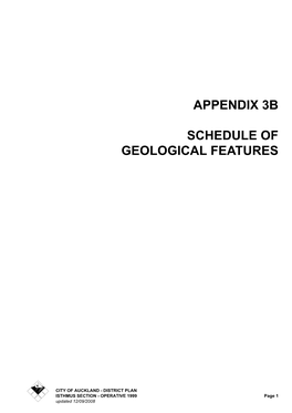 Isthmus Section: Appendix 3B Schedule of Geological Features