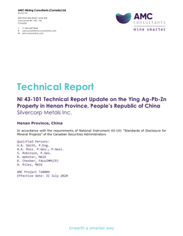 2020 Ying Ag-Pb-Zn Property Technical Report