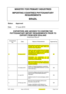 Brazil Phytosanitary Import Requirements