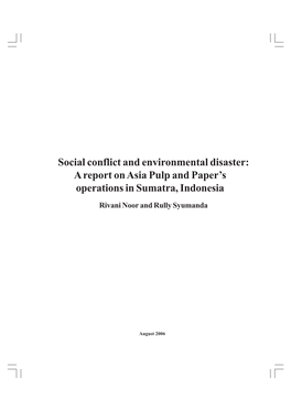 A Report on Asia Pulp and Paper's Operations in Sumatra, Indonesia