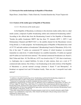 3.2. Portrayal of the Media Landscape in Republic of Macedonia