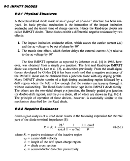 Possible. B·2 IMPATT DIODES B·2·1 Physical Structures a Theoretical Read Diode Made of an N+ -P-I-P+ Or P+ -N-I-N+ Structure