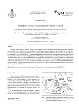 Probability Seismic Hazard Maps of Southern Thailand