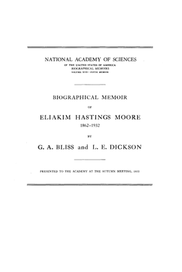 Eliakim Hastings Moore 1862-1932