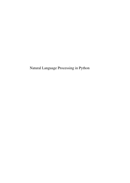 Natural Language Processing in Python