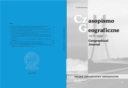 Czasopismo Geograficzne”) Is a Journal That Has Been Published by the Polish Geographical Society (Polskie Towarzystwo Geograficzne) Since 1923