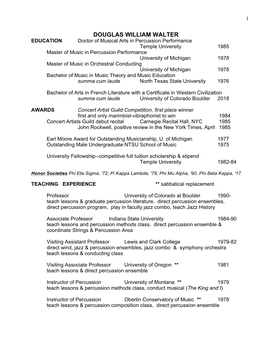 Douglas Wm. Walter Resume, 2018, FINAL