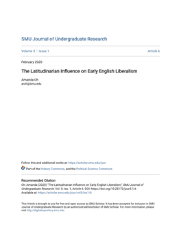 The Latitudinarian Influence on Early English Liberalism