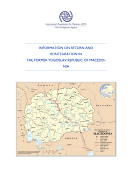 Information on Return and Reintegration in the Former Yugoslav Republic of Macedo- Nia