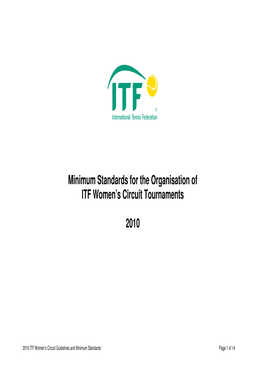 Minimum Standards for the Organisation of ITF Women's Circuit