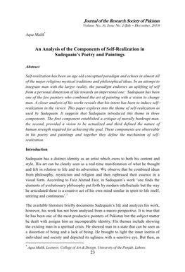 An Analysis of the Components of Self-Realization in Sadequain's Poetry