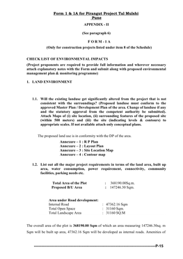 Form 1 & 1A for Pirangut Project Tal Mulshi Pune