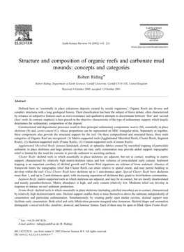 Structure and Composition of Organic Reefs and Carbonate Mud Mounds: Concepts and Categories