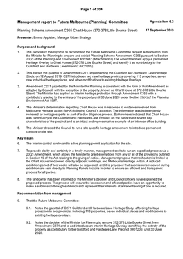 Management Report to Future Melbourne (Planning) Committee Agenda Item 6.2