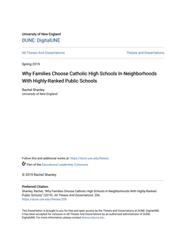 Why Families Choose Catholic High Schools in Neighborhoods with Highly-Ranked Public Schools