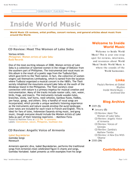 Inside World Music 1/23/09 5:35 PM