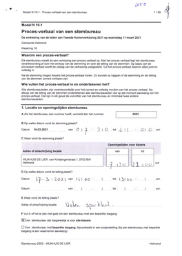 Proces-Verbaal Van Een Stembureau 1 / 65