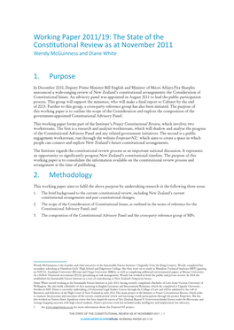 The State of the Constitutional Review As at November 2011 Wendy Mcguinness and Diane White