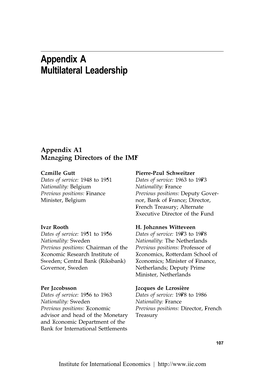 Appendix a Multilateral Leadership