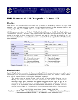 HMS Shannon and USS Chesapeake – 1St June 1813