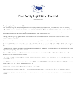 Food Safety Legislation - Enacted