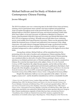 Michael Sullivan and His Study of Modern and Contemporary Chinese Painting