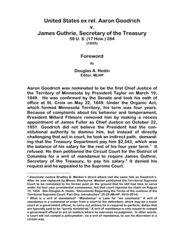 United States Ex Rel. Aaron Goodrich V. James Guthrie, Secretary of the Treasury 58 U