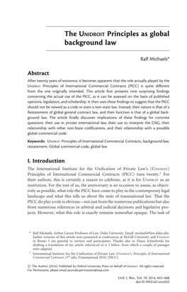 The UNIDROIT Principles As Global Background Law