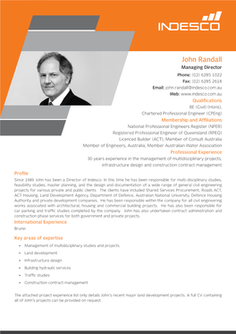 John Randall CV for Website