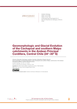 Geomorphologic and Glacial Evolution of the Cachapoal and Southern Maipo Catchments in the Andean Principal Cordillera, Central Chile (34°-35º S)