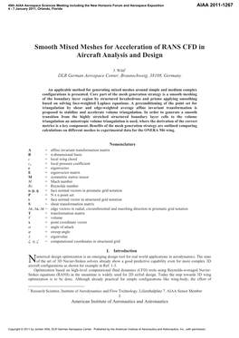 Smooth Mixed Meshes for Acceleration of RANS CFD in Aircraft Analysis and Design