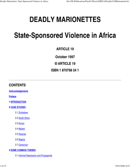 Deadly Marionettes: State-Sponsored Violence in Africa File:///H:/Publications/Final%20Text/AFRICA/Deadly%20Marionnettes/D