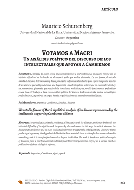 Votamos a Macri Un Análisis Político Del Discurso De Los Intelectuales Que Apoyan a Cambiemos