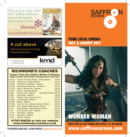 WONDER WOMAN 01763 848226 Or Visit Our Website BOOK NOW at the CINEMA BOX OFFICE, TIC OR ONLINE to ADVERTISE HERE (CIRC