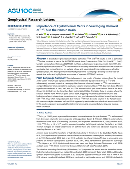 Importance of Hydrothermal Vents in Scavenging Removal of 230Th In