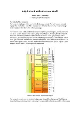 A Quick Look at the Cenozoic World