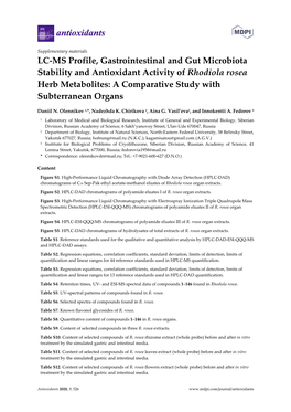 LC-MS Profile, Gastrointestinal and Gut Microbiota Stability And